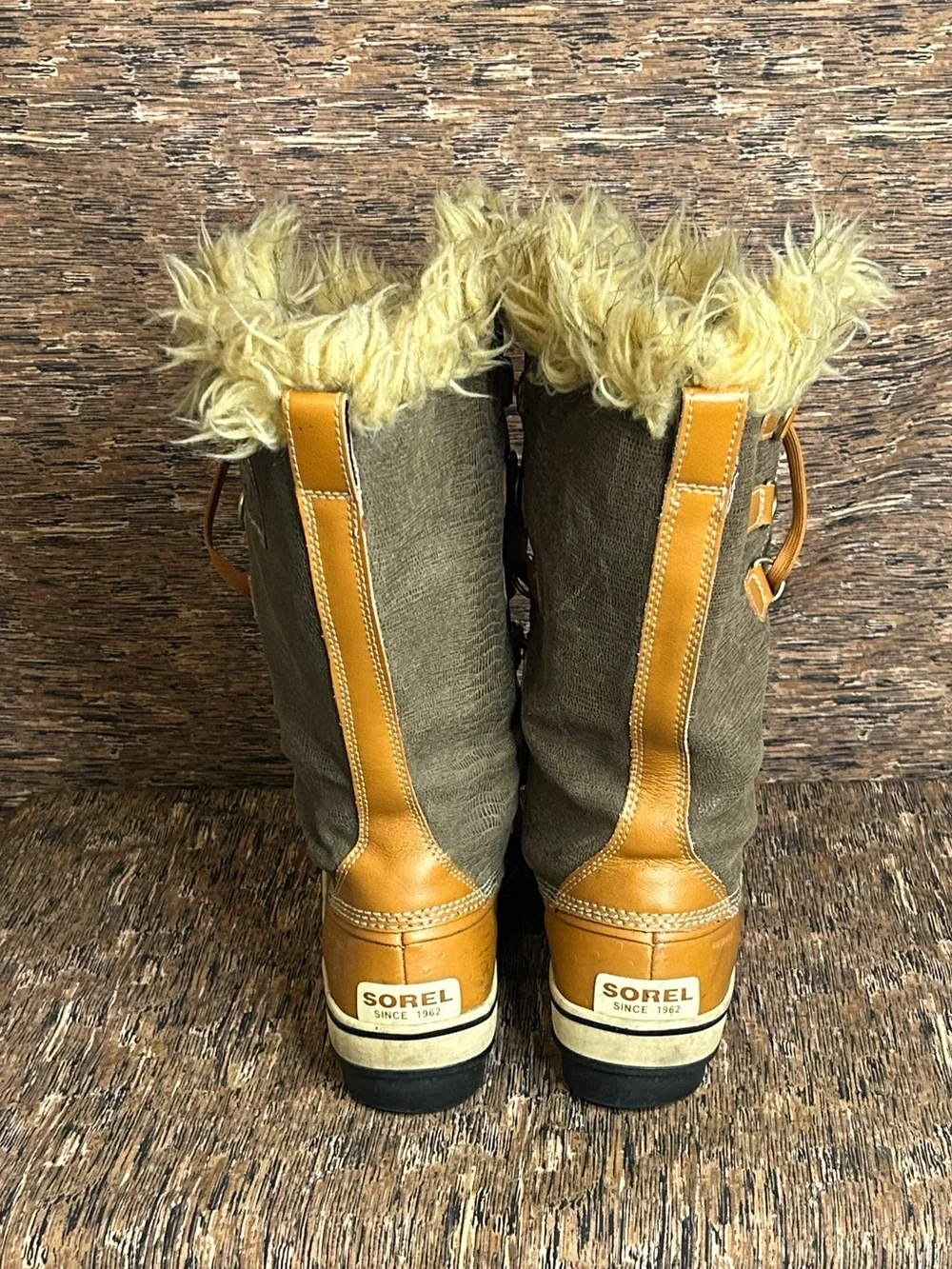 Sorel Joan Of Arctic Winter Waterproof Boots Brown Leather Faux Fur Women’s 9